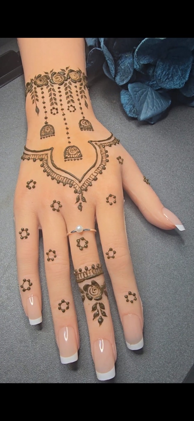 Festive jhumki hand henna design